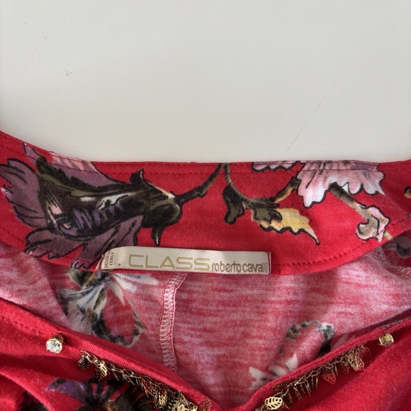 Roberto Cavalli CLASS *Vintage* Sweater Long Sleeve Red Floral Sz 8 US Authentic - Picture 11 of 14